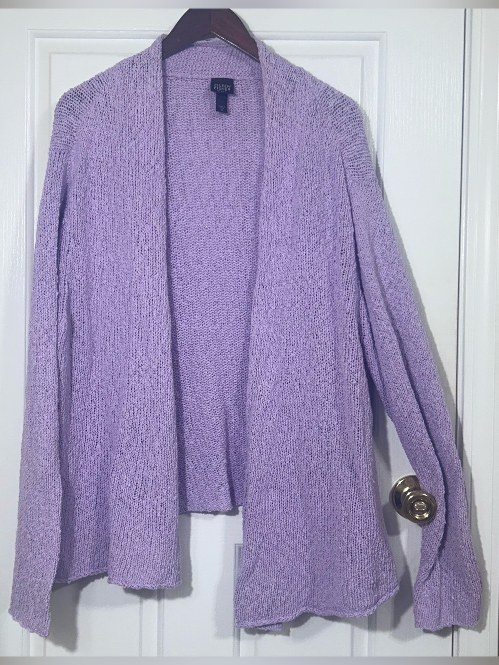 Eileen Fisher 3X Lavender Chunky Knit Open Cardigan "The Lilac Mist Cardigan"